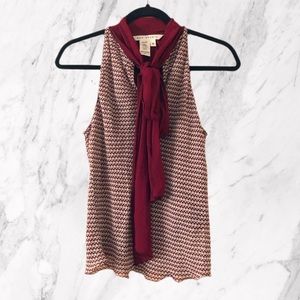 NWOT MAX STUDIO 100% Silk Sleeveless Blouse with Bow